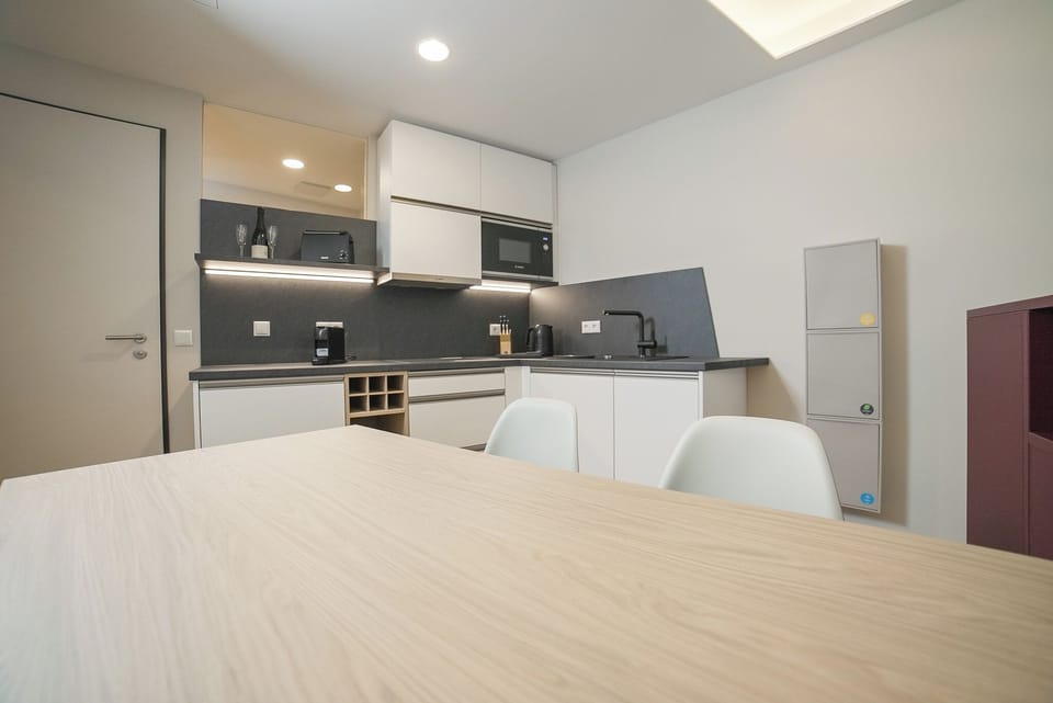 Comfort Apartment, Kitchen | Private kitchen | Full-size fridge, microwave, oven, stovetop