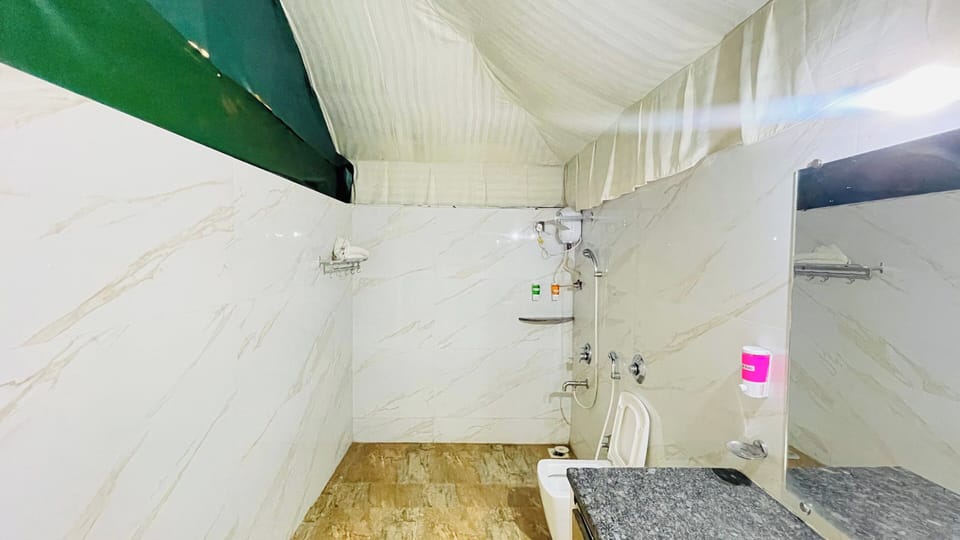 Shower, bidet, towels, soap