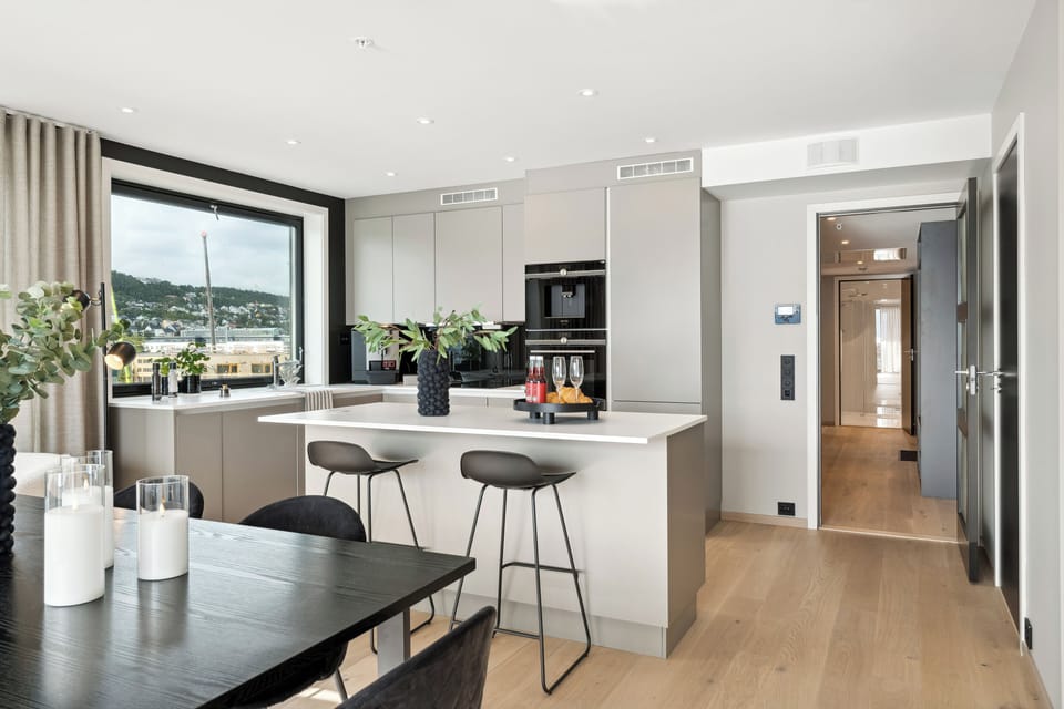 Superior Condo | Private kitchen | Espresso maker, full-size fridge, oven, stovetop