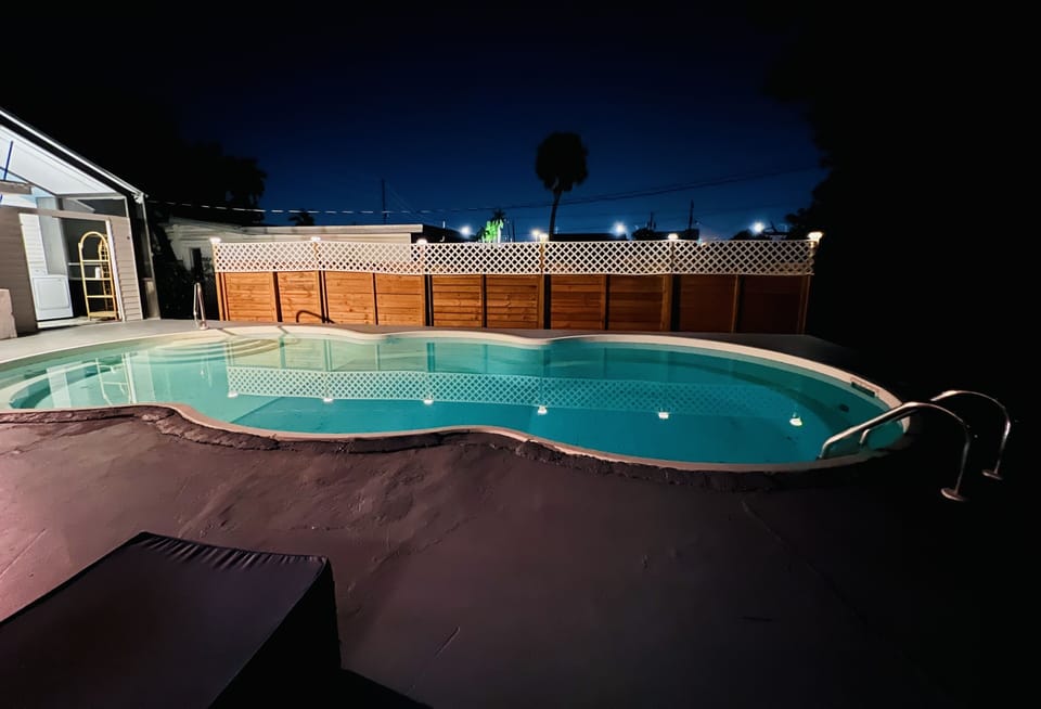 Private Pool with relaxing ambiance and view of city lights 