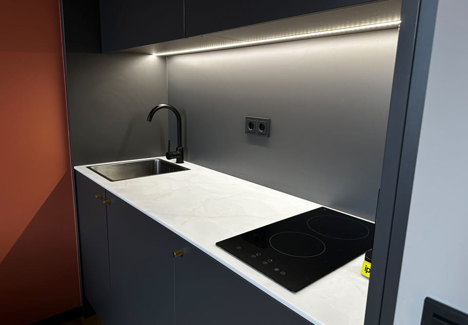 Microwave, stovetop, dishwasher, electric kettle