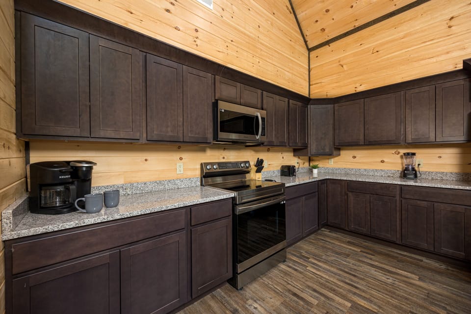 The kitchen is fully equipped with everything you would need to cook a nice meal