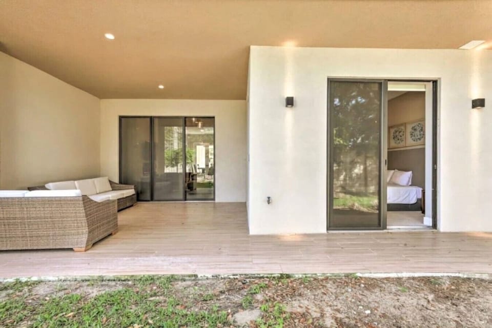 Back of the home with elegant couch for relaxation