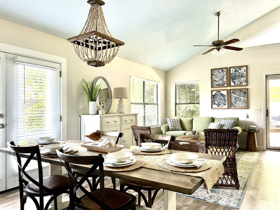 Spacious dining and living area.