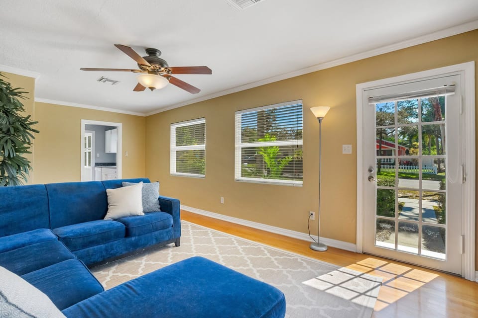 Spacious living room with natural light coming in