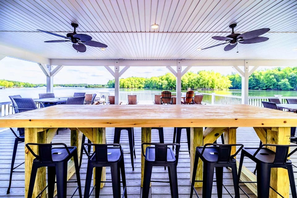 Bowling Alley Table - A custom table seating 12, the heart of group dinners and late-night games.