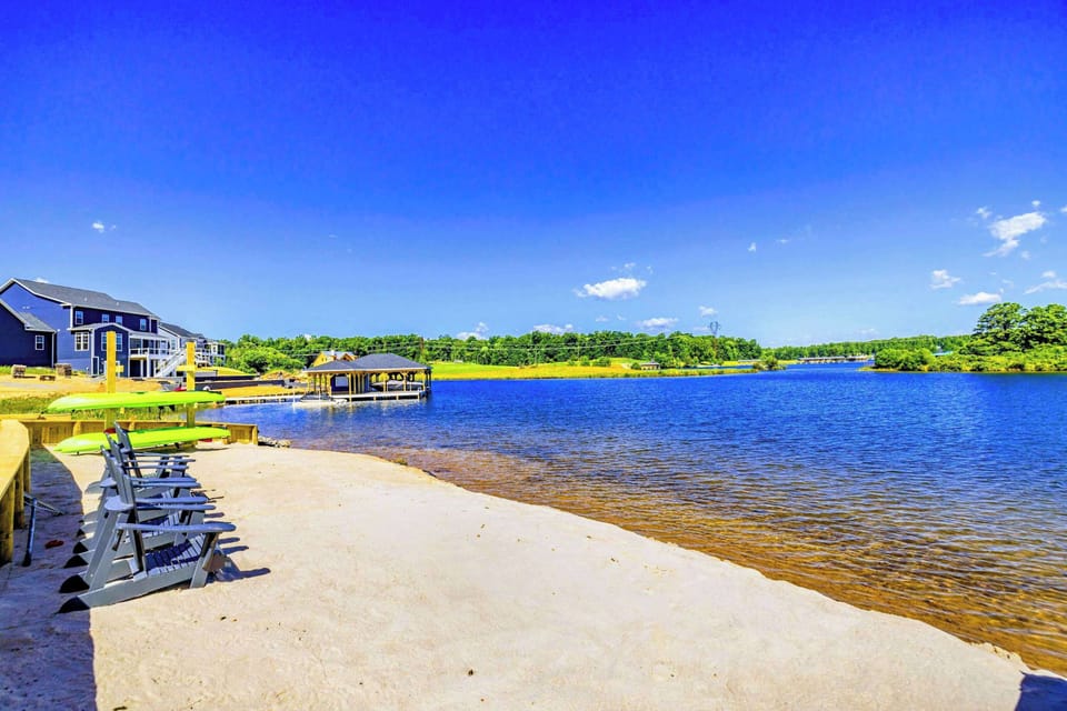 Explore the lake with available kayaks and enjoy the peaceful surroundings from the sandy beach