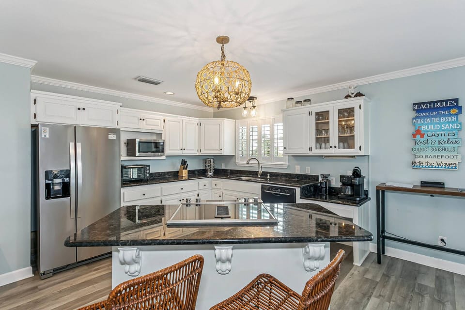 Kitchen bar is perfect for an afternoon snack
