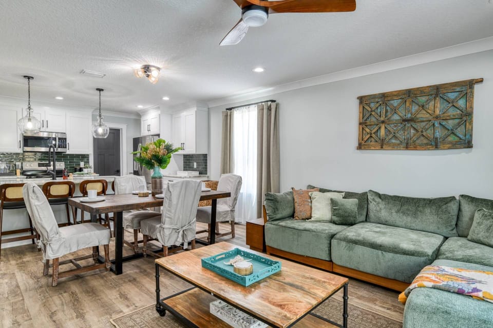 The open floor plan keeps everyone connected.