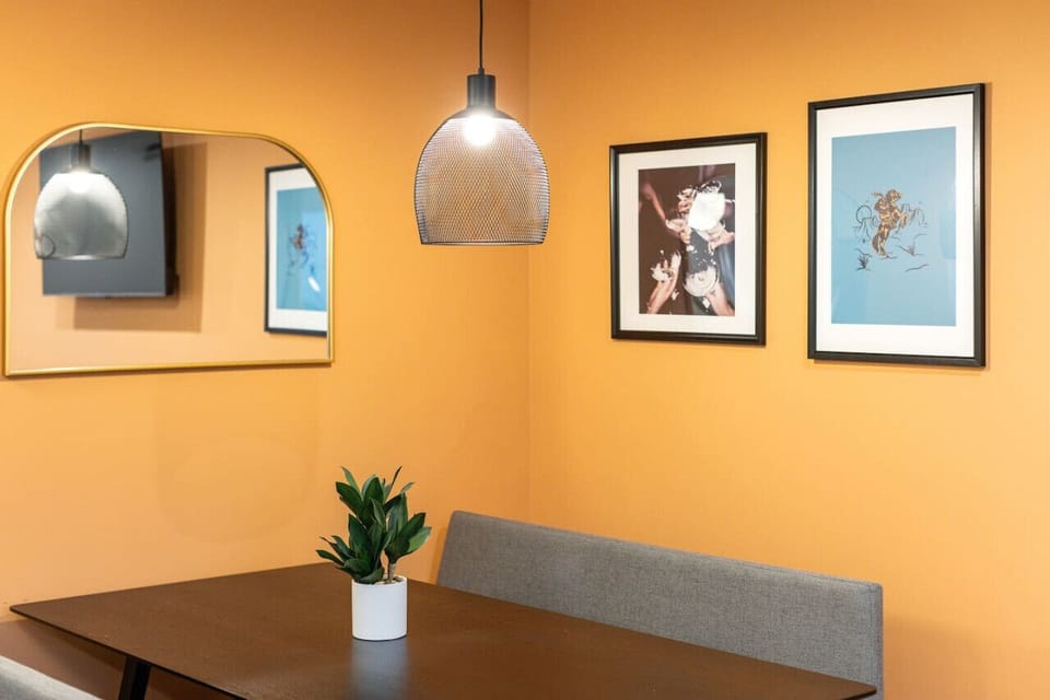Gather for a meal around the dining table with seating for 6.