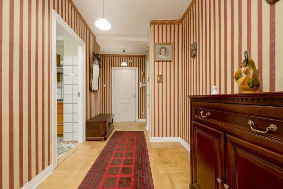 Convenient hallway with furniture.