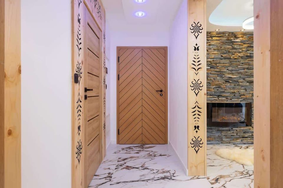 Apartment space with decorative highland ornaments.