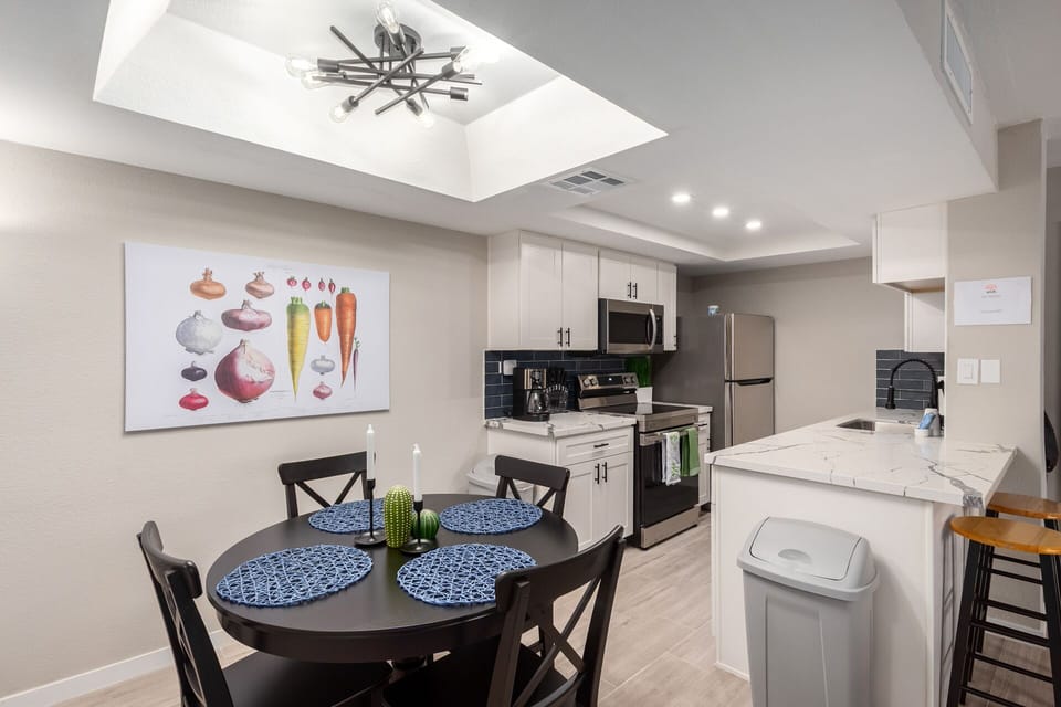 Cook a meal in this gourmet kitchen with all the pots and pans you could need.