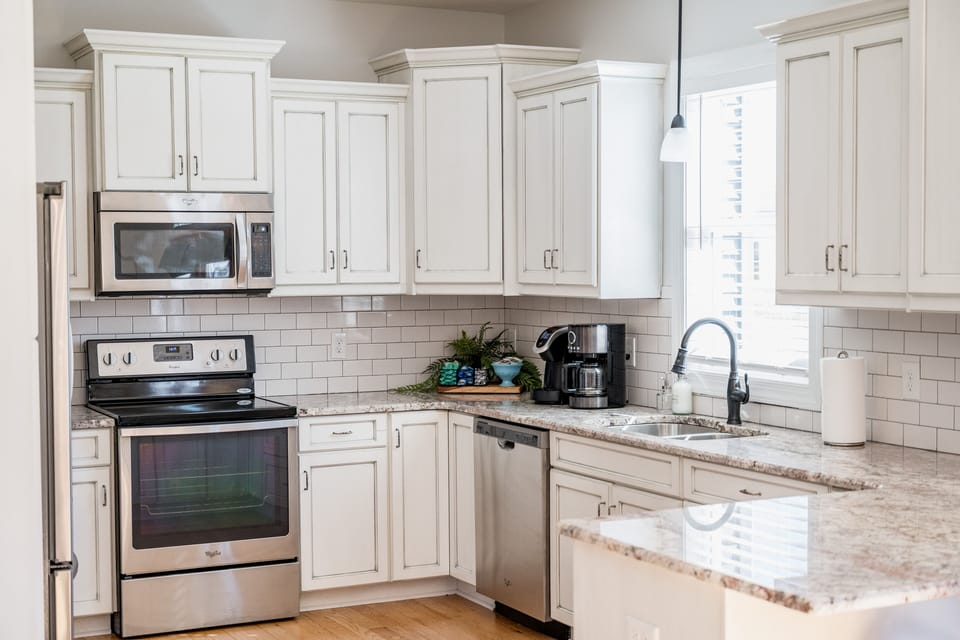 Fully stocked kitchen with all the essentials for cooking meals