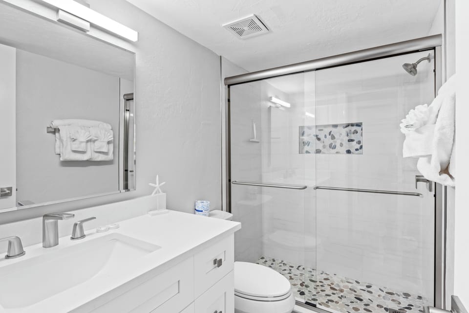 Master bath has walk-in shower & ADA height toilet