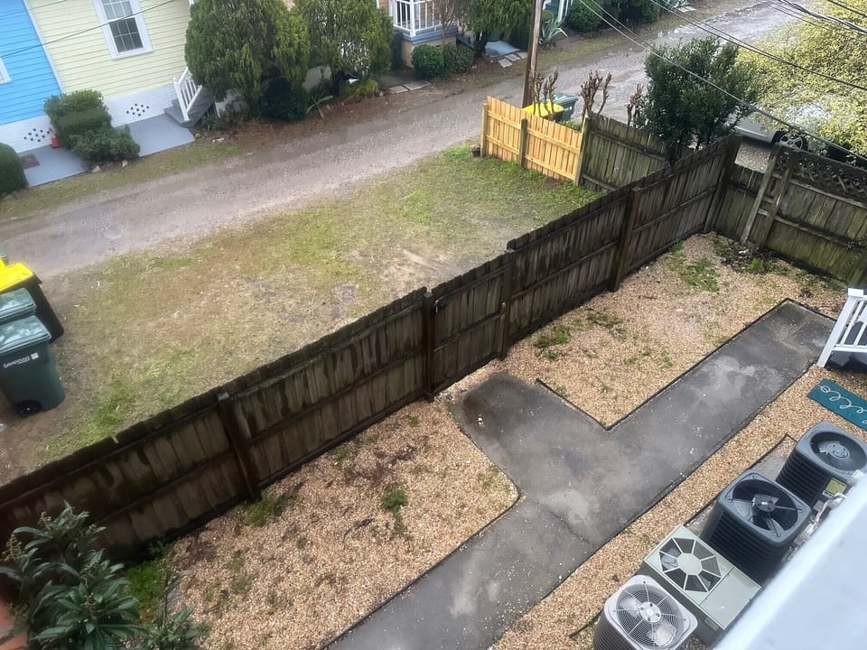 Shared courtyard and off-street parking space.