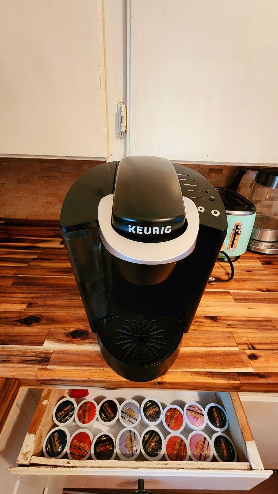 K-cups coffee maker with a variety of coffee options to choose from