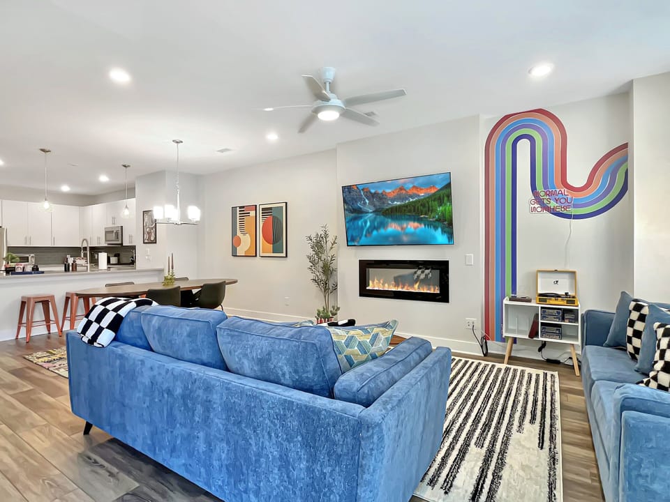 Beautiful designed living area with smart TV