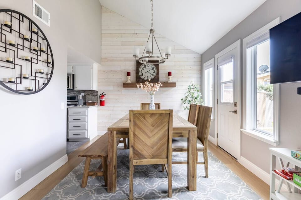 Dining area has easy access to the kitchen as well as the outdoor area. 