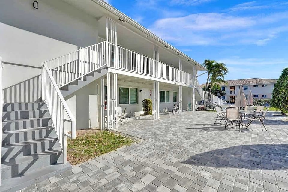 Building balcony and staircase exterior view