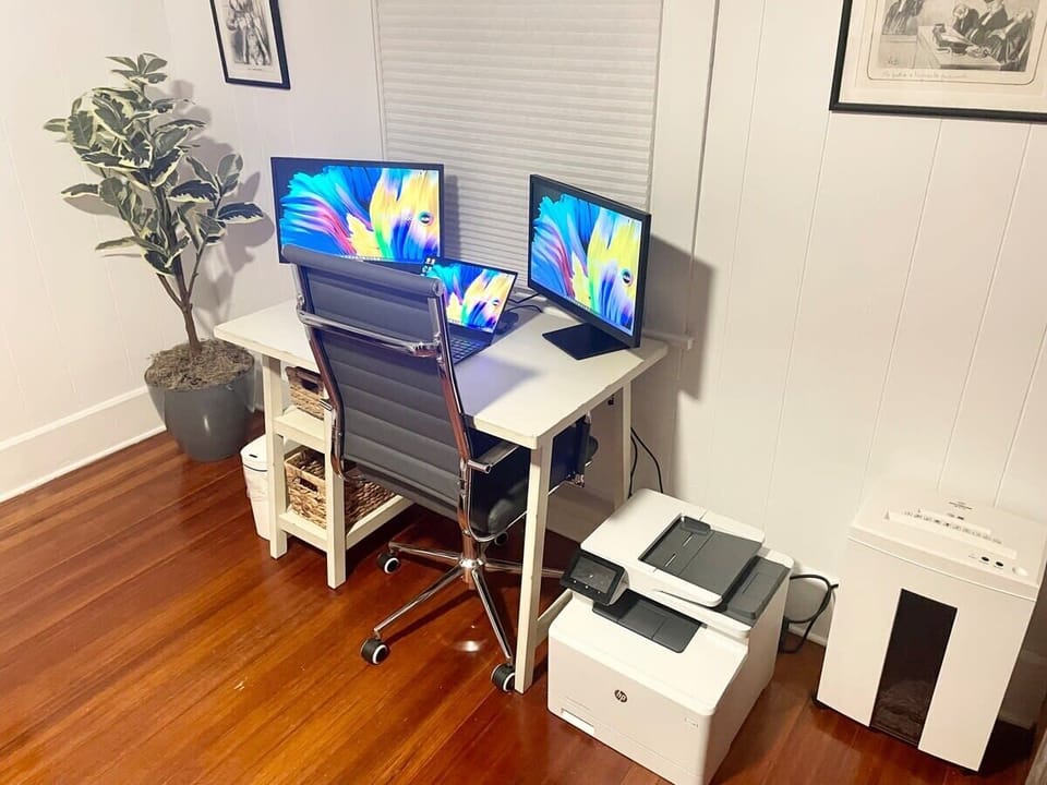 Home office with Windows compatible docking station (laptop not included) 