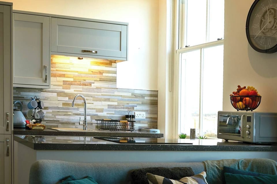 Stylish and well-equipped kitchen with modern amenities.