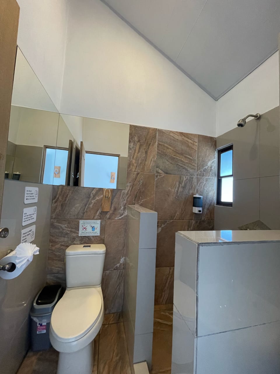 Shower, rainfall showerhead, hair dryer (on request), towels
