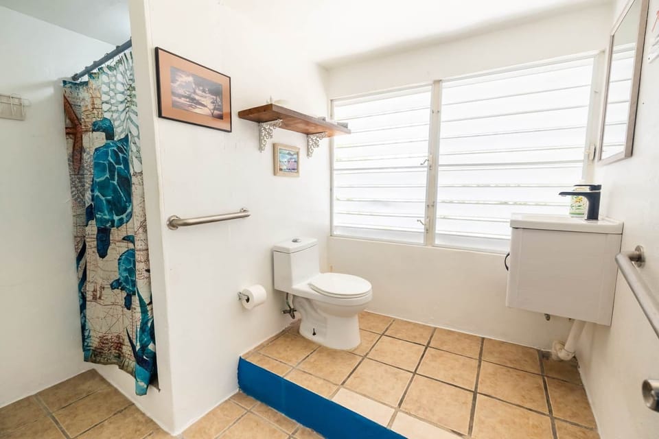 Spacious private bathroom with included toiletries.