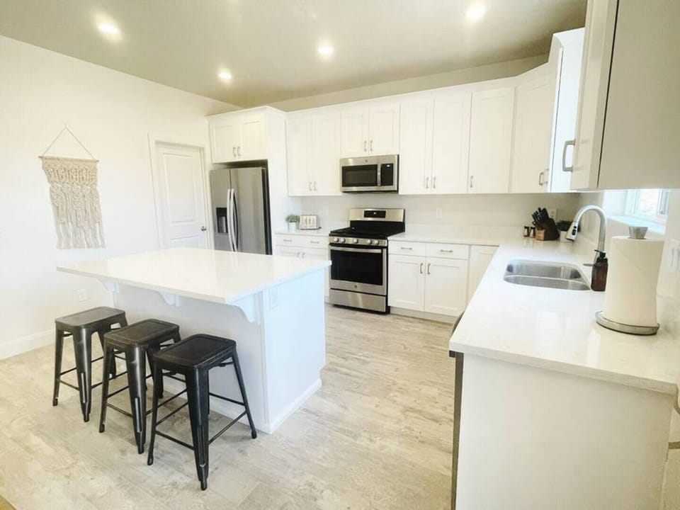 The large kitchen plenty of counter space for meal prep and entertaining.