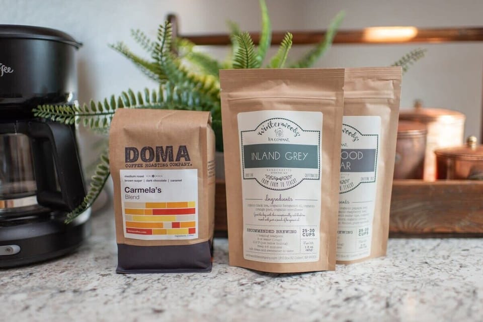 Enjoy locally roasted coffee and a selection of organic loose leaf tea from Winterwoods Tea Company.