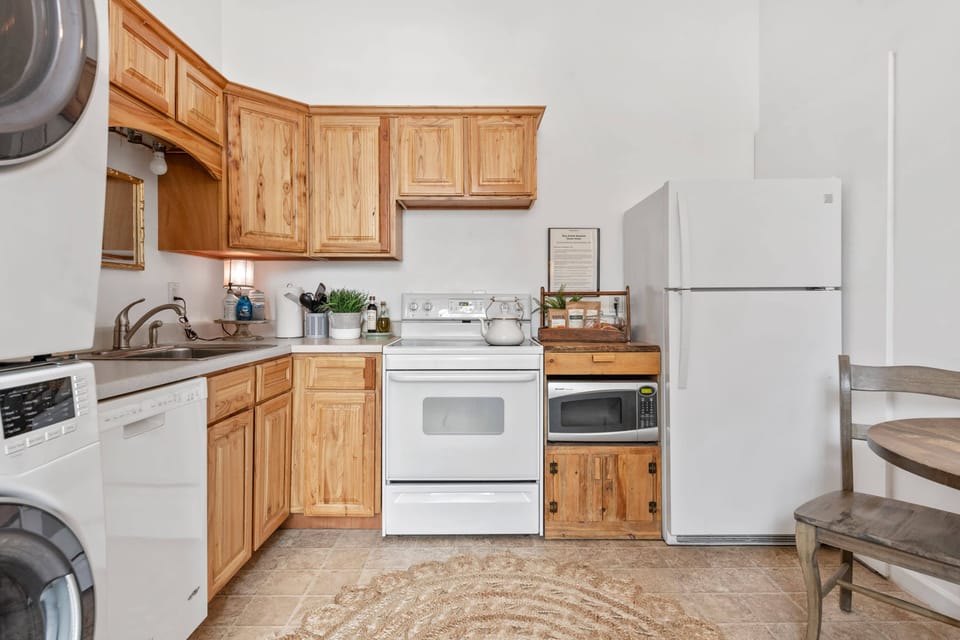 The studio includes a washer and dryer that won't disrupt the peace - they're very quiet!