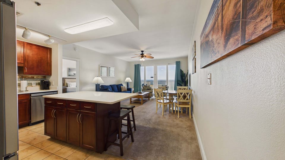 Kitchen and living areas