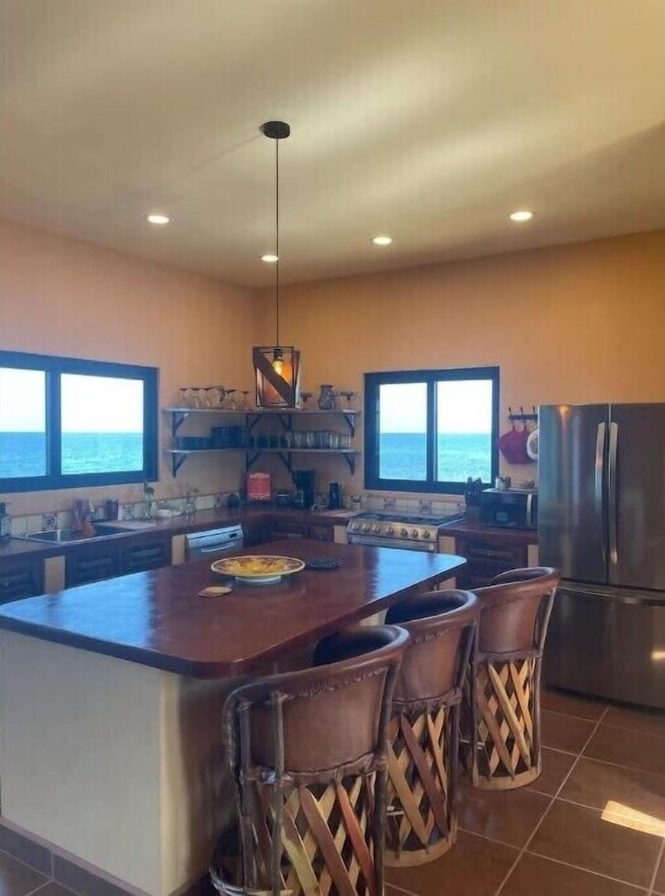 Open kitchen area for cooking and chatting