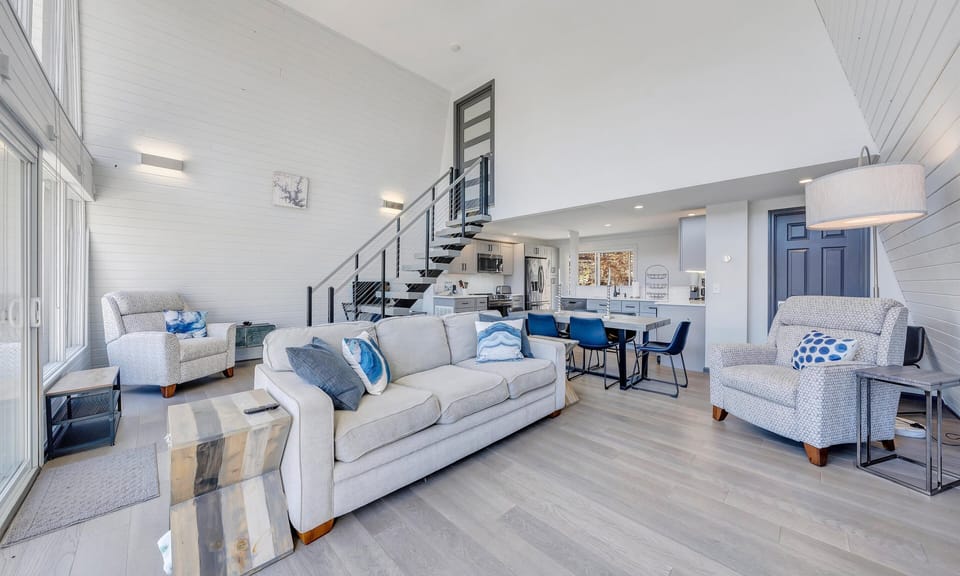 Enjoy a family movie night in this gorgeous living room.