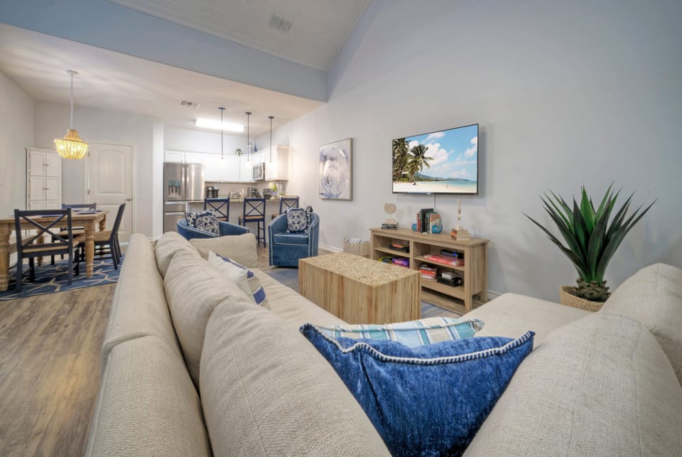 Kick back and relax on the plush sectional.