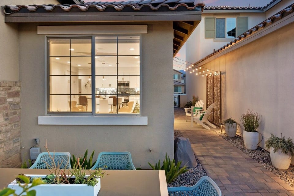 The outdoor seating area is perfect for afternoon chats.