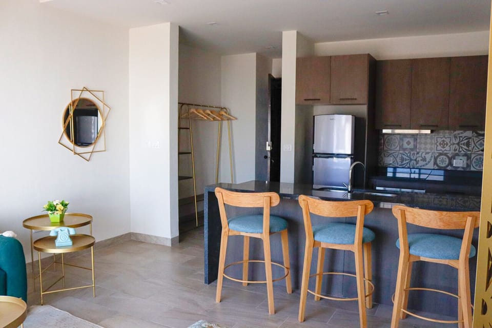 Deluxe Apartment, Courtyard View | Private kitchen | Full-size fridge, microwave, blender, cookware/dishes/utensils