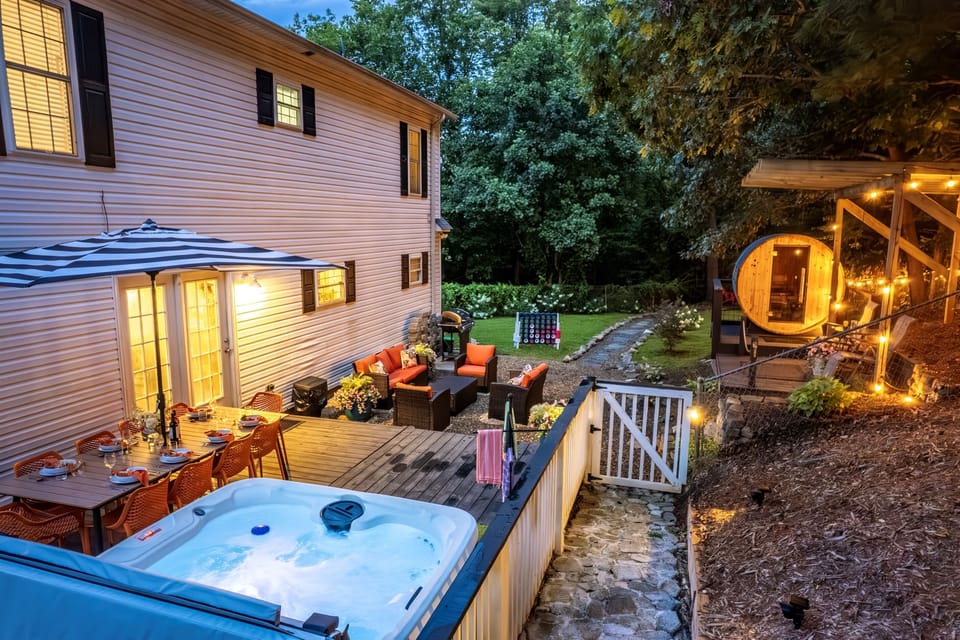 🛁 Soak your cares away in the bubbling hot tub, the perfect way to relax and rejuvenate under the open sky.