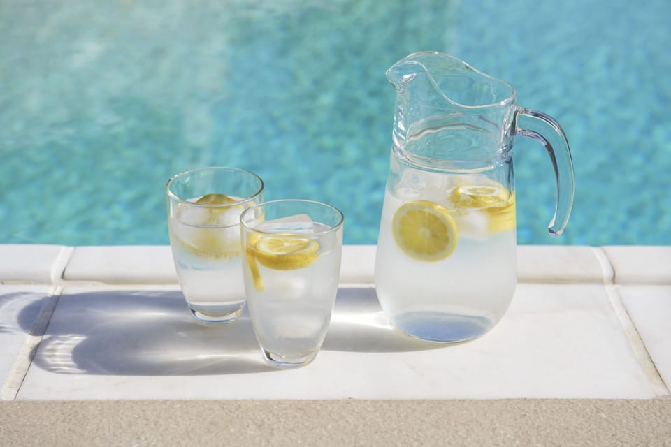 Outdoor pool, open 10:00 AM to 9:00 PM, pool umbrellas, sun loungers