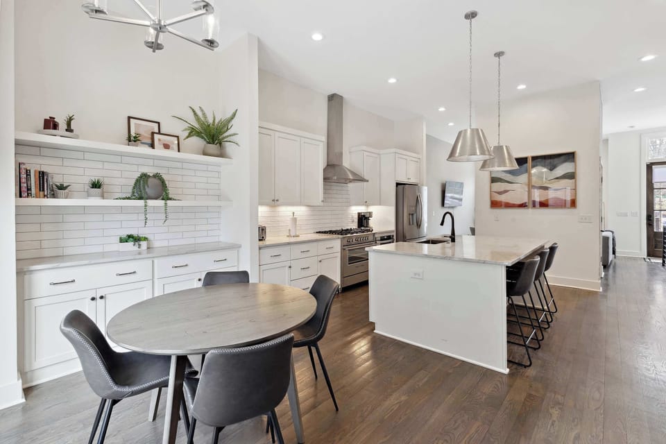 Enjoy meals steps away from the fully equipped kitchen.
