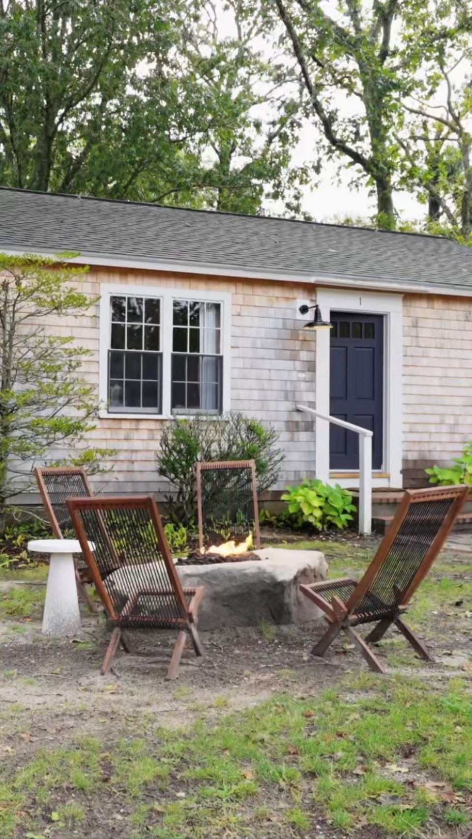Exterior firepit and seating to gather around at night - 4 Manning Road Dennis Port Cape Cod - Blue Sky