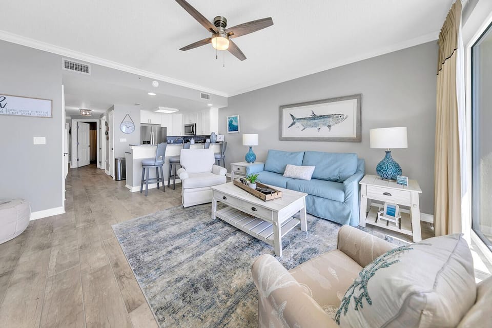 Living room to kitchen view