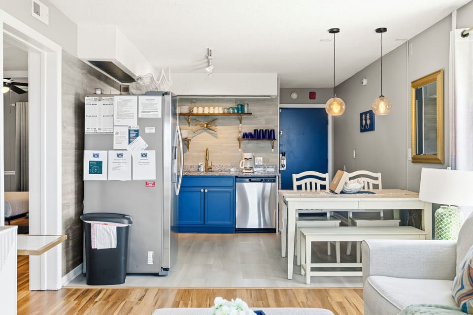 Bright modern kitchen with cozy dining nook
