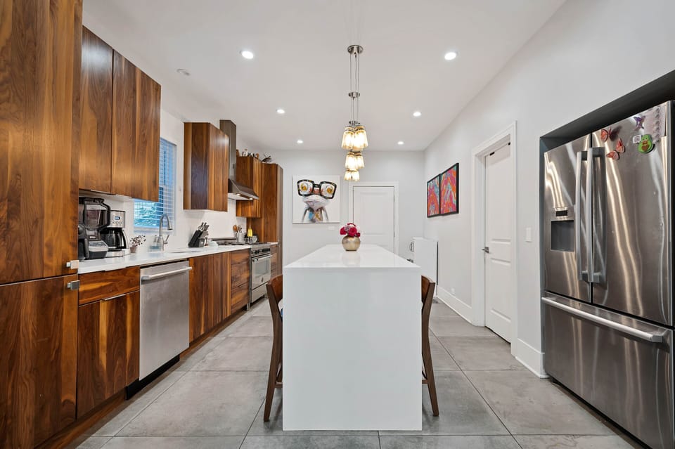 Indoors, Floor, Kitchen, Refrigerator, Flooring