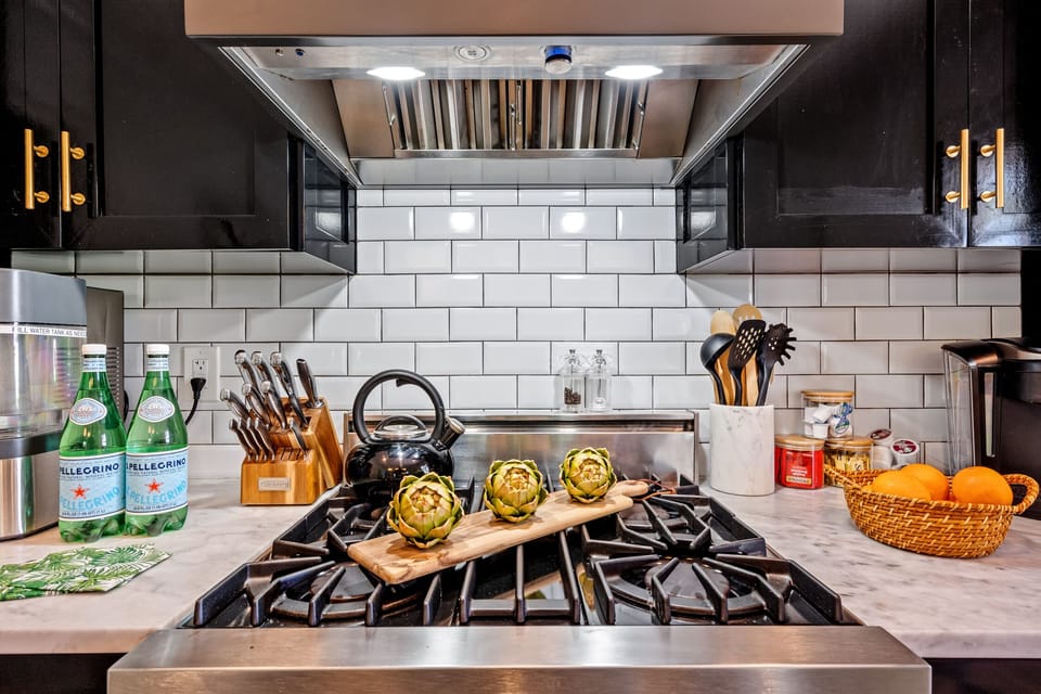The kitchen is fully stocked (if you choose to cook) with top notch appliances.