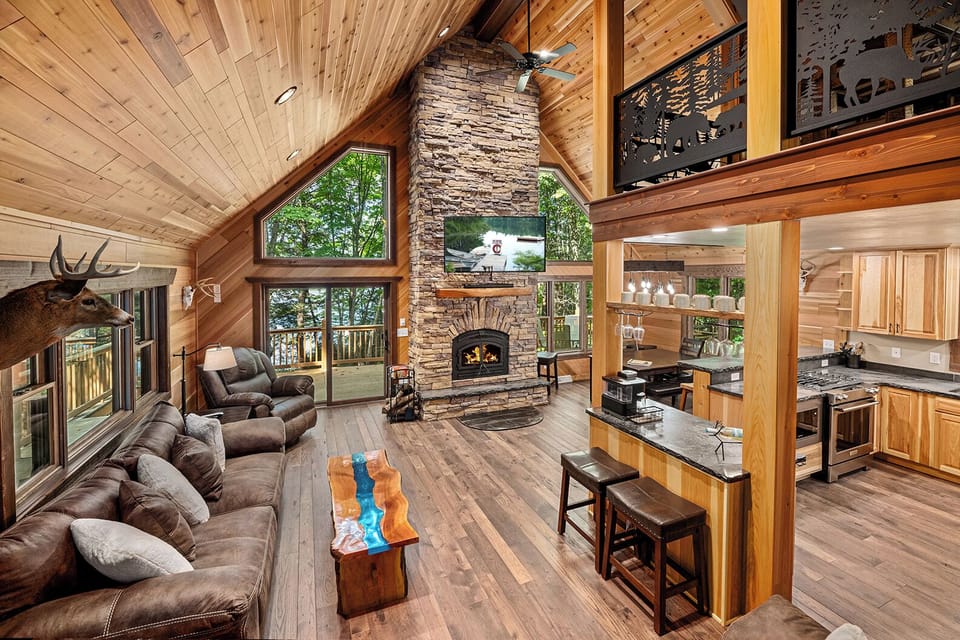 Great Room with two story fireplace