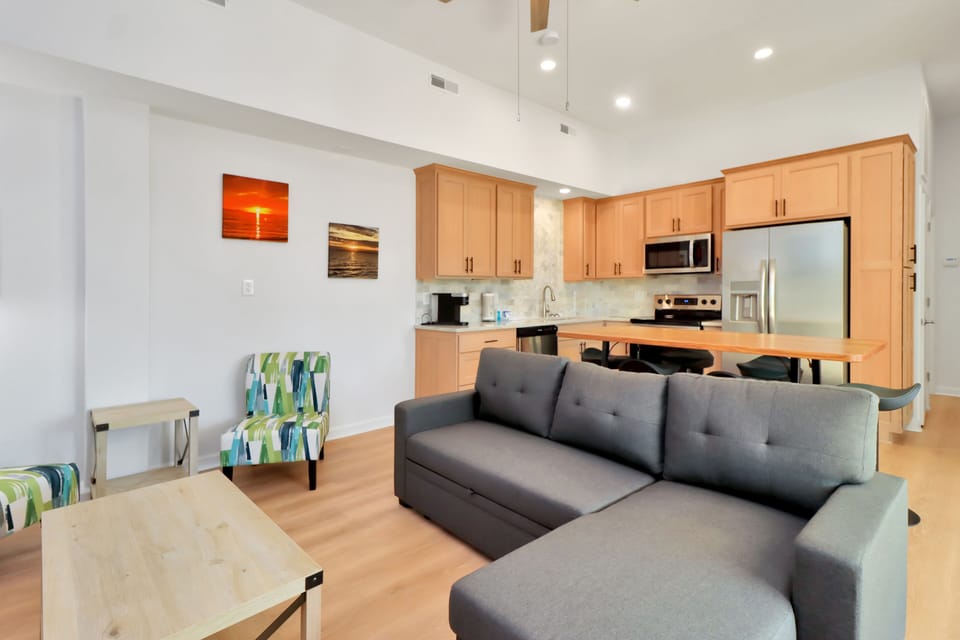 Dolphin Daze Hideaway - Living Room and Kitchen