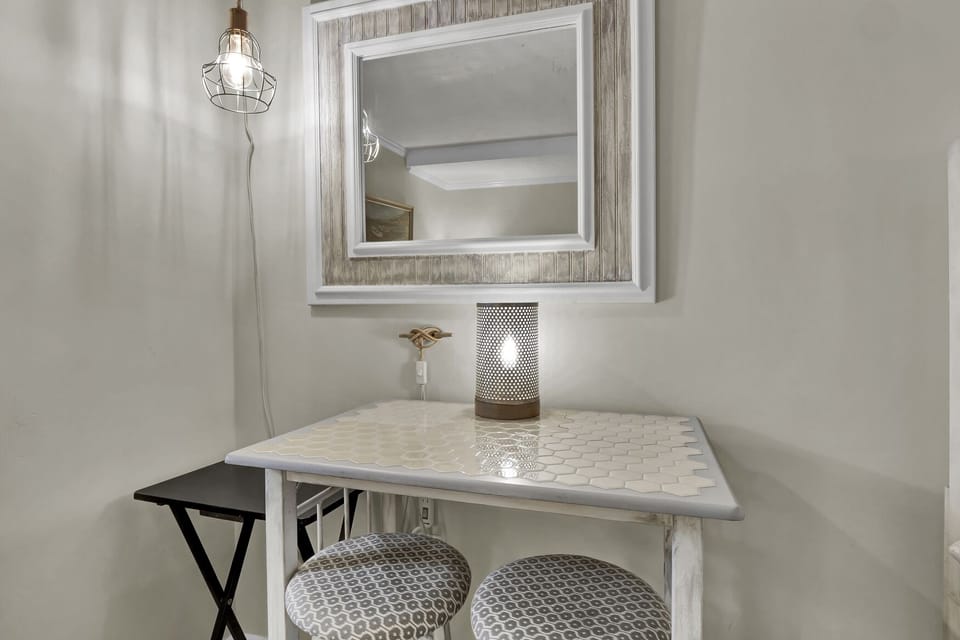 Share intimate meals at the charming table for two