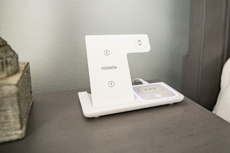 There are phone charging stations throughout the home