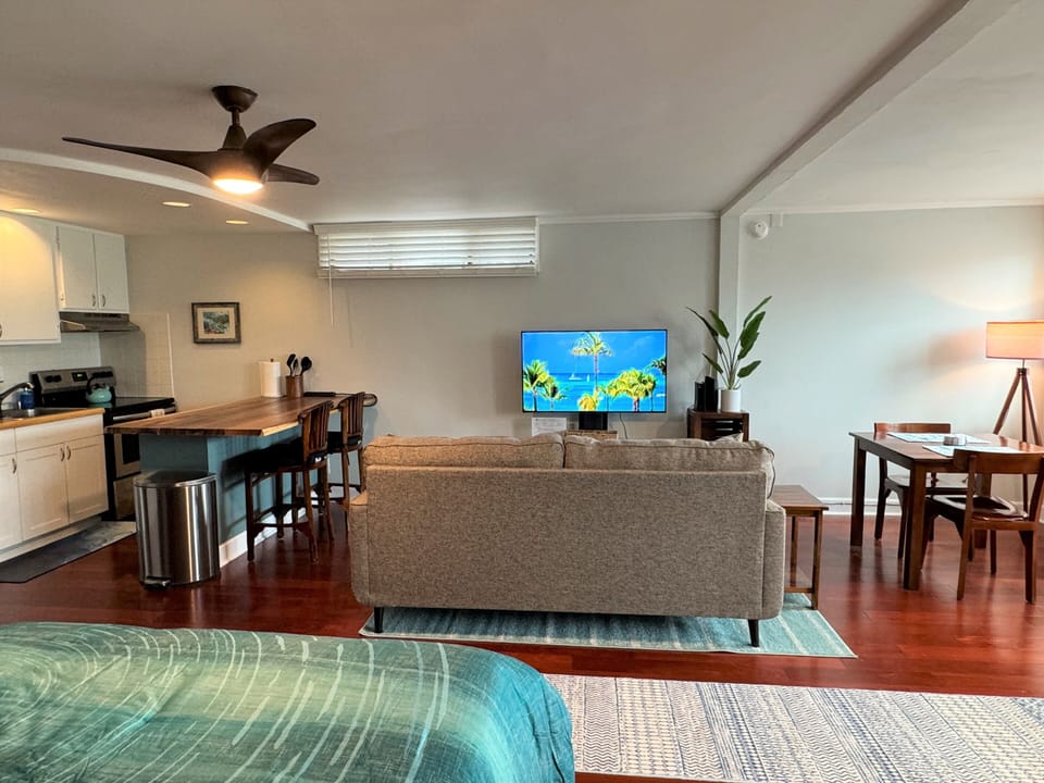 View of living area from bed.